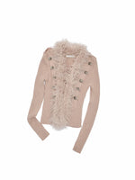 Napoleon Fur Collar Ribbed Cardigan