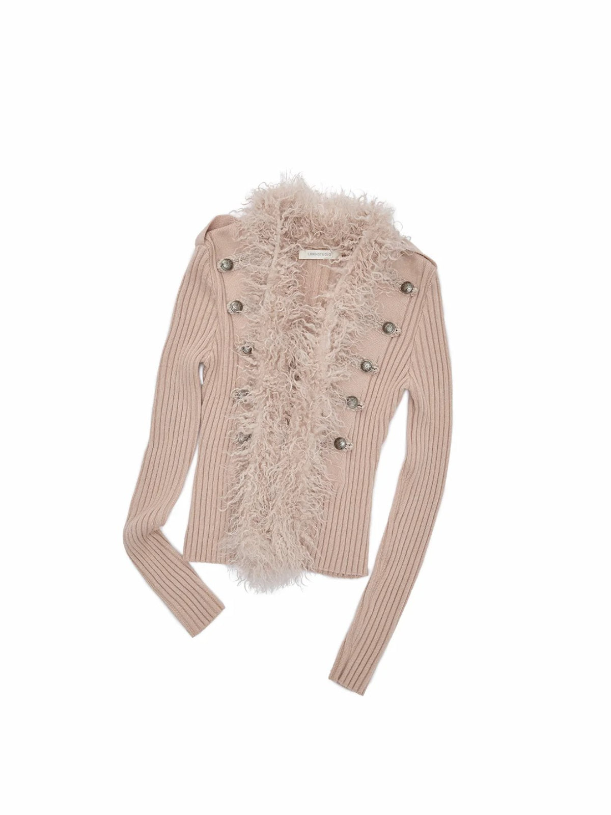 Napoleon Fur Collar Ribbed Cardigan