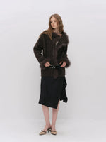 Fox Fur Trim Knit Coat