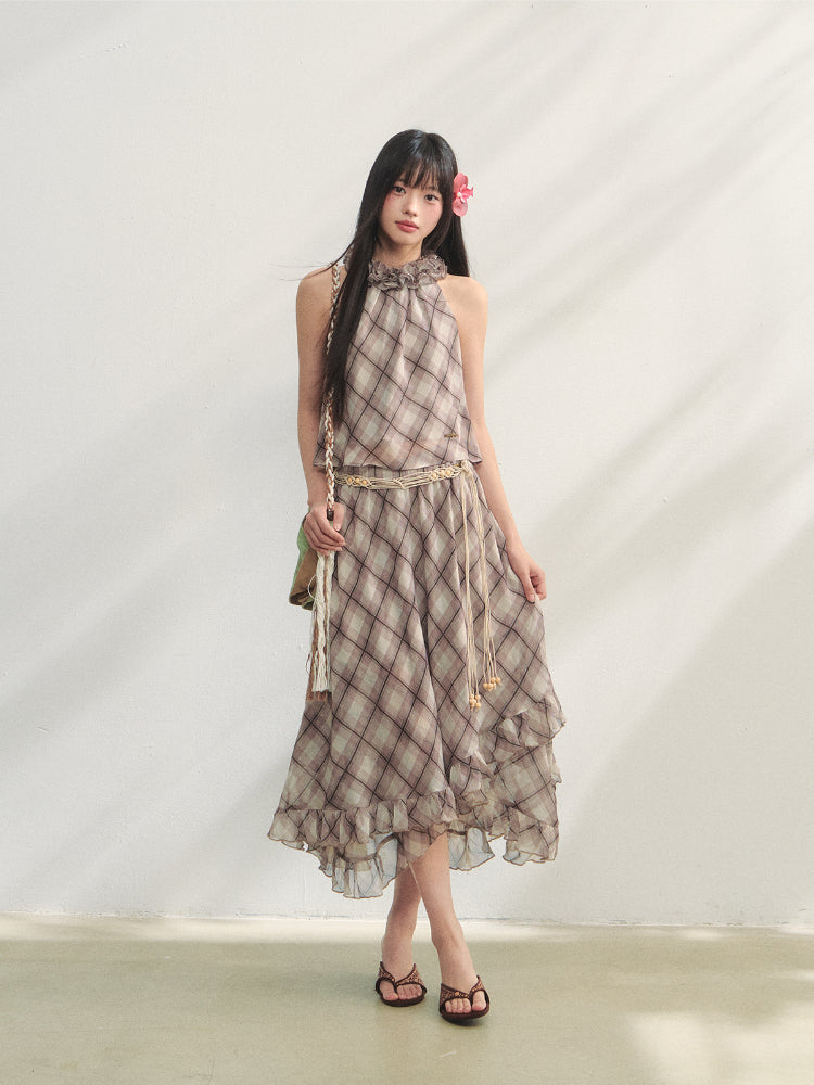 Irregular Ruffle  Top &amp; Midi Skirt Set