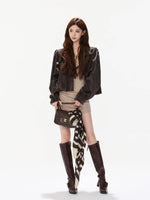 Plum Ruched Satin PU Jacket