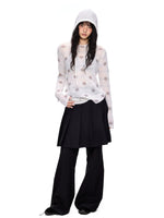 Pleated Skirt Overlay Flare Pants