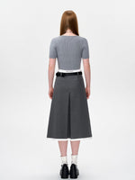 Black & Gray Pleated Midi Skirt