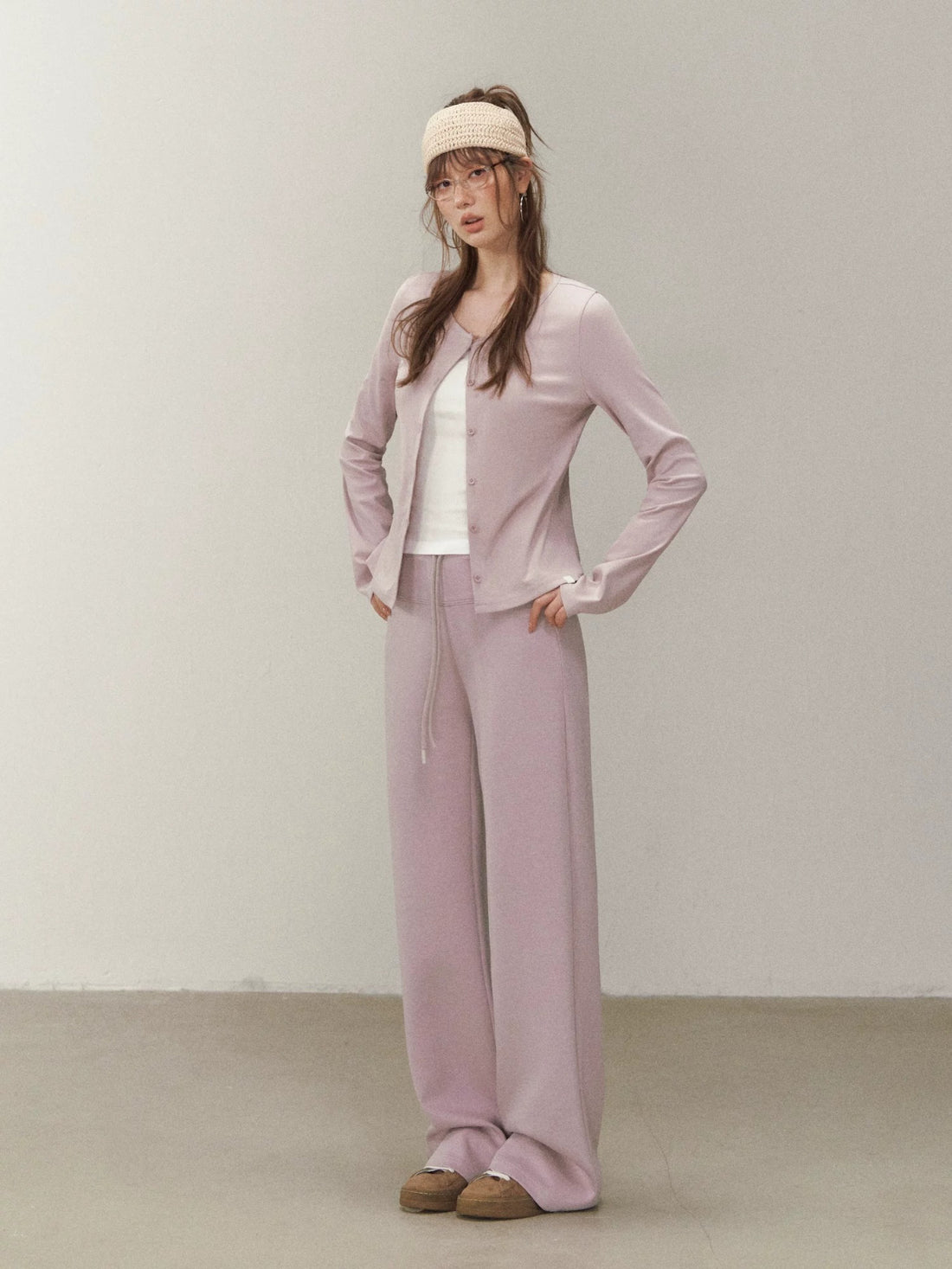 Layered Hoodie Cardigan &amp; Pants Set