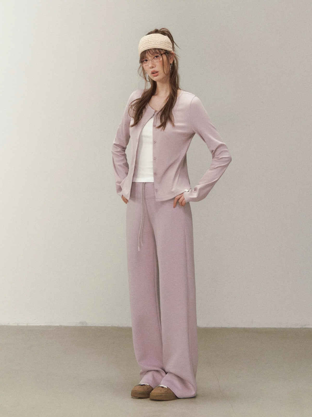 Layered Hoodie Cardigan &amp; Pants Set