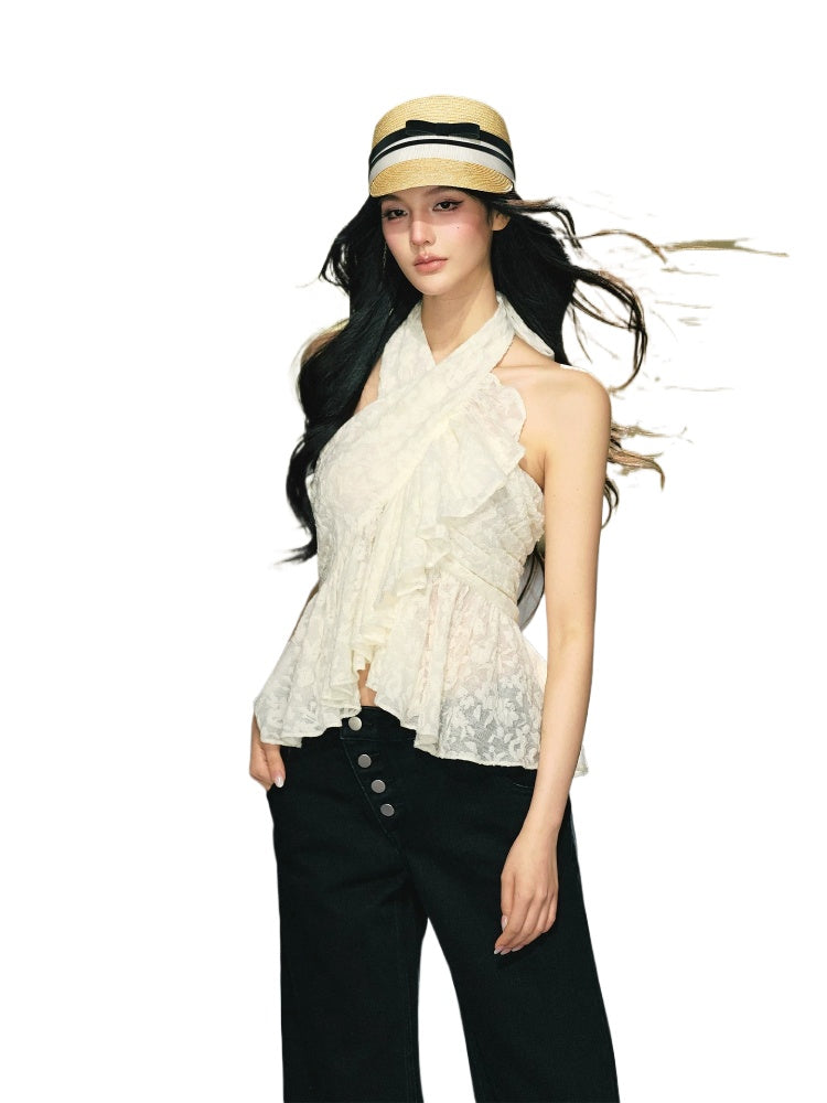 Lace Halter Tie Top