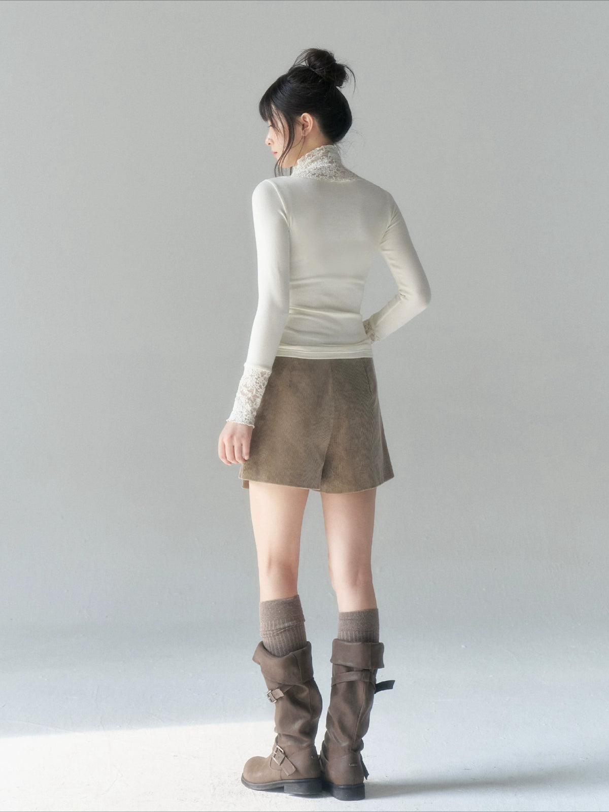 Beige Lace Mesh Top
