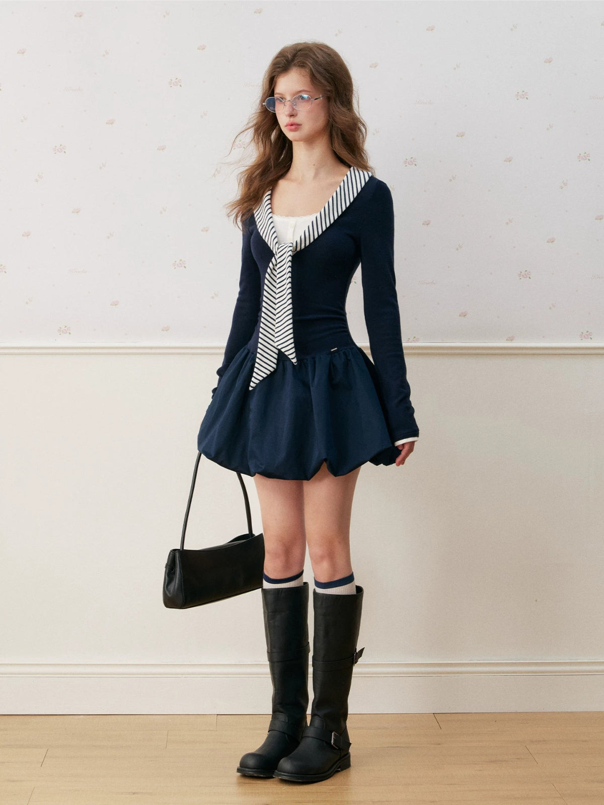 Navycore Stripe Scarf Dress
