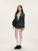 Gray Bowknot Tailored Skirt