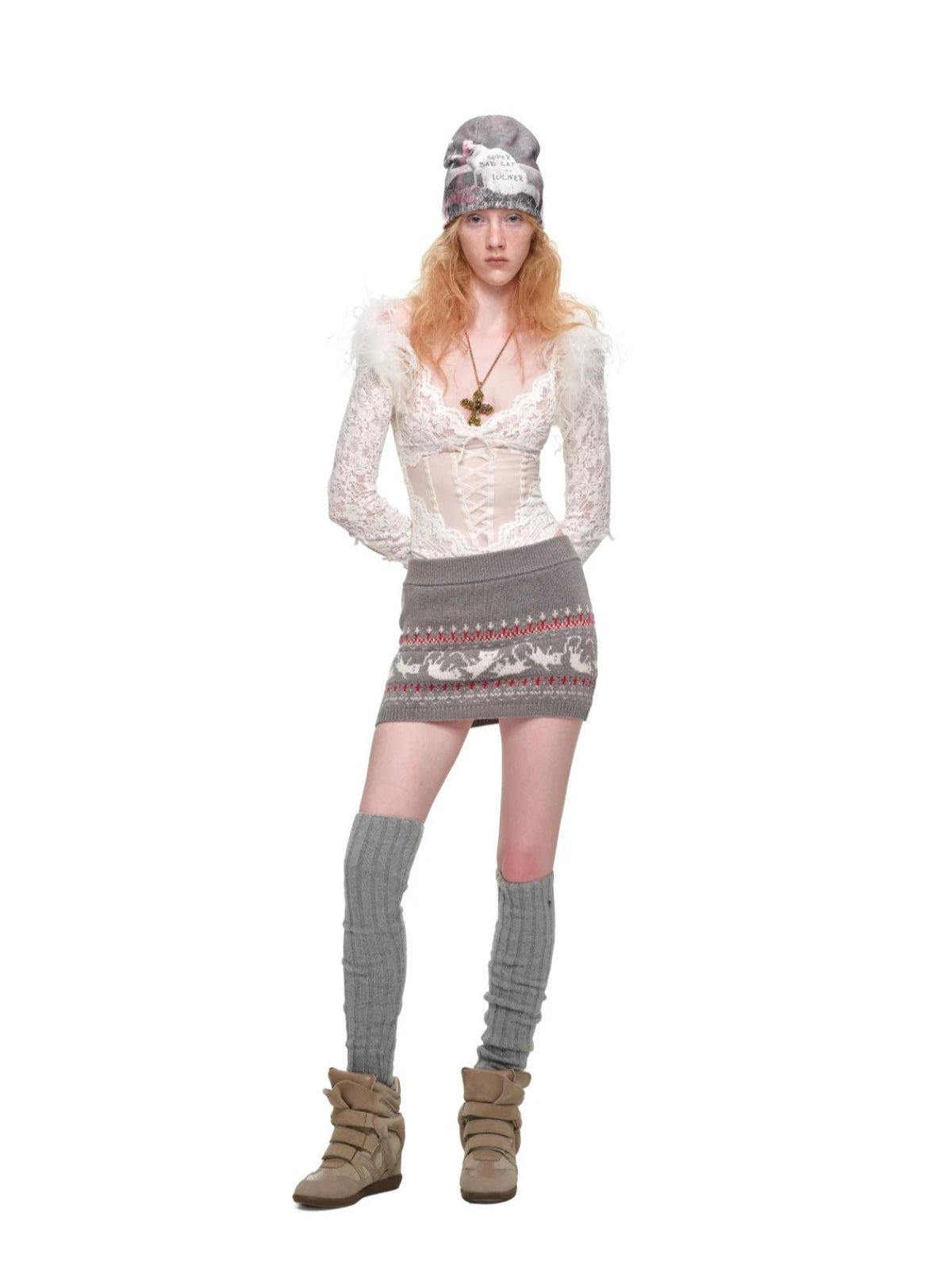 Ostrich Feather Trimmed Lace Bolero
