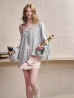 Mohair Wool Openwork Knit Cardigan