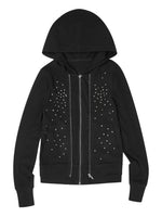 Black Studded Stripe Zip Hoodie