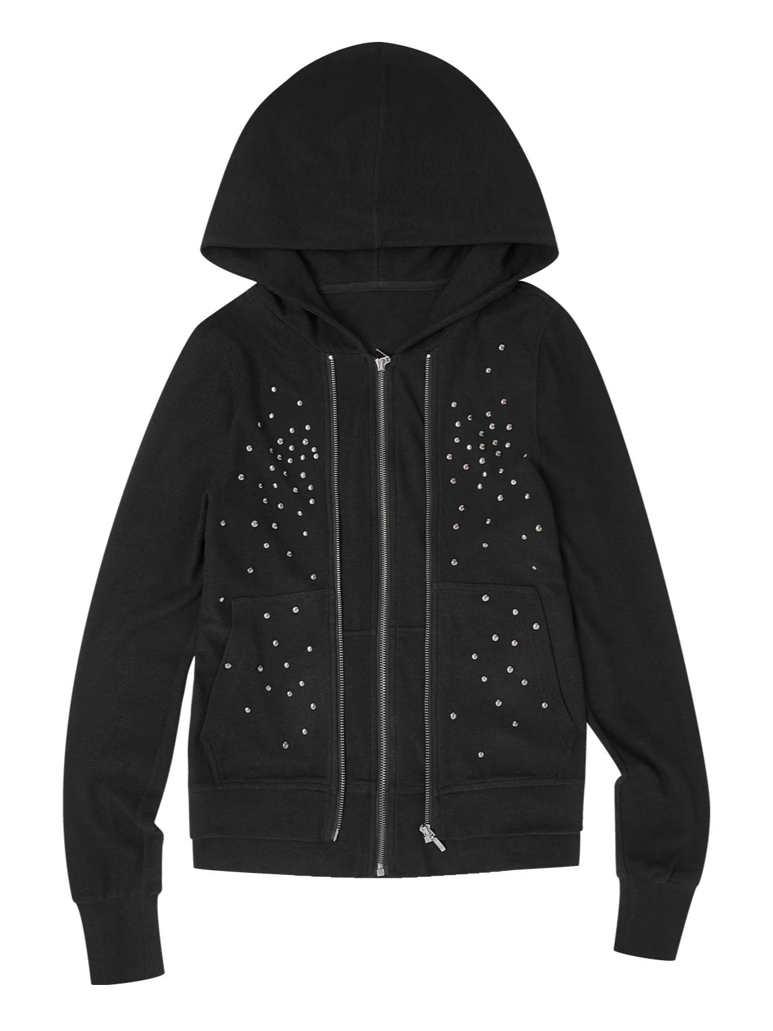 Black Studded Stripe Zip Hoodie