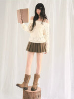 Openwork Off-Shoulder Knit Top