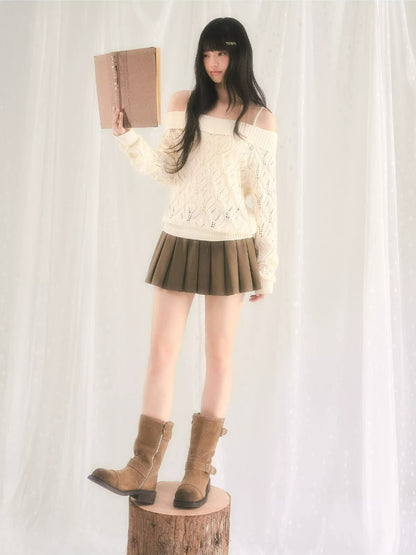 Openwork Off-Shoulder Knit Top
