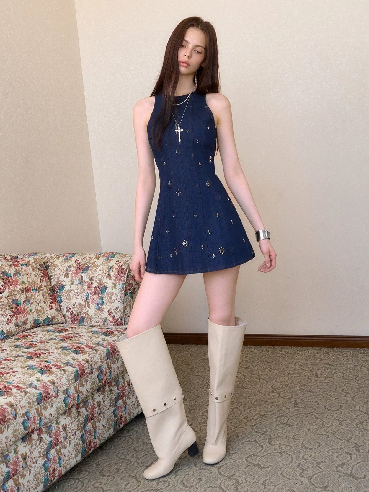 Embroidered Tank Dress