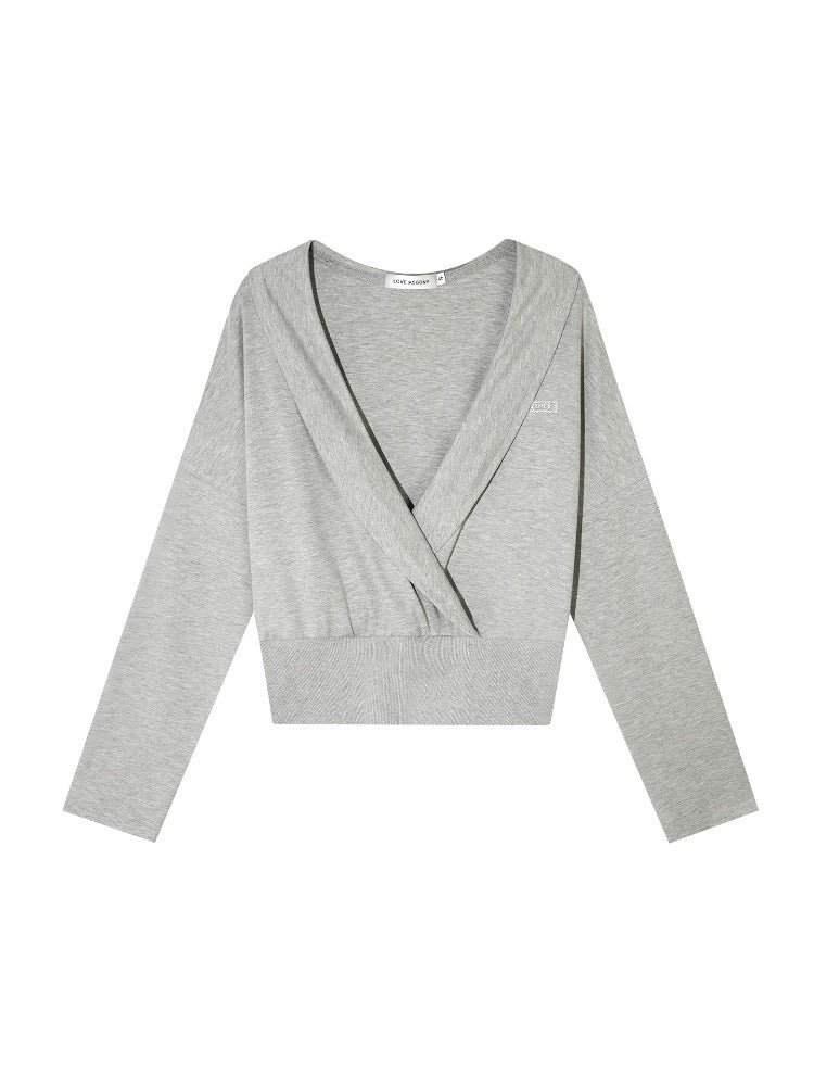 Cross V-neck Cropped Sweatshirt
