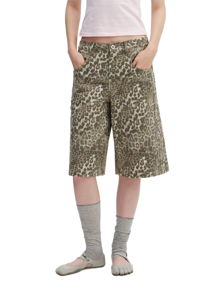 Leopard Print Cargo Shorts