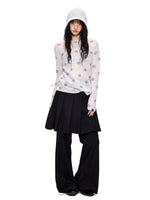 Pleated Skirt Overlay Flare Pants