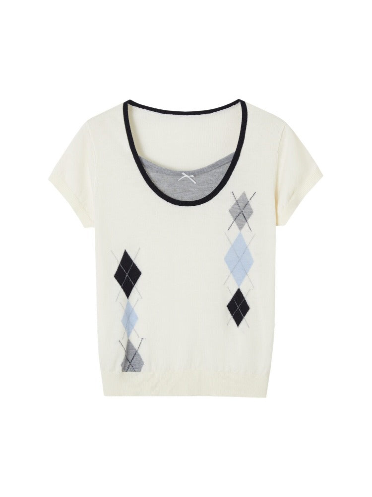 Argyle Layered Short Tee