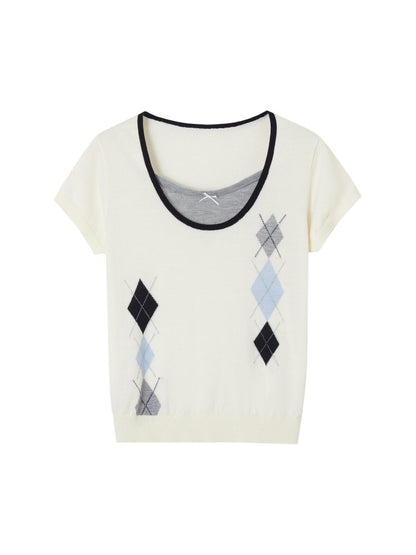 Argyle Layered Short Tee