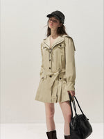 Sailor Collar Pleated Trench Coat