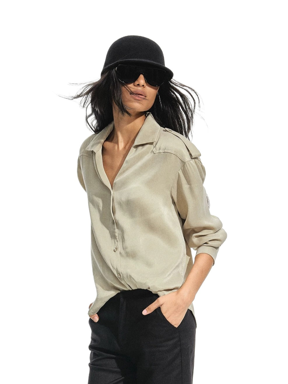 Sandwashed Lapel Shirt
