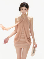 Halter Ruched Mini Dress