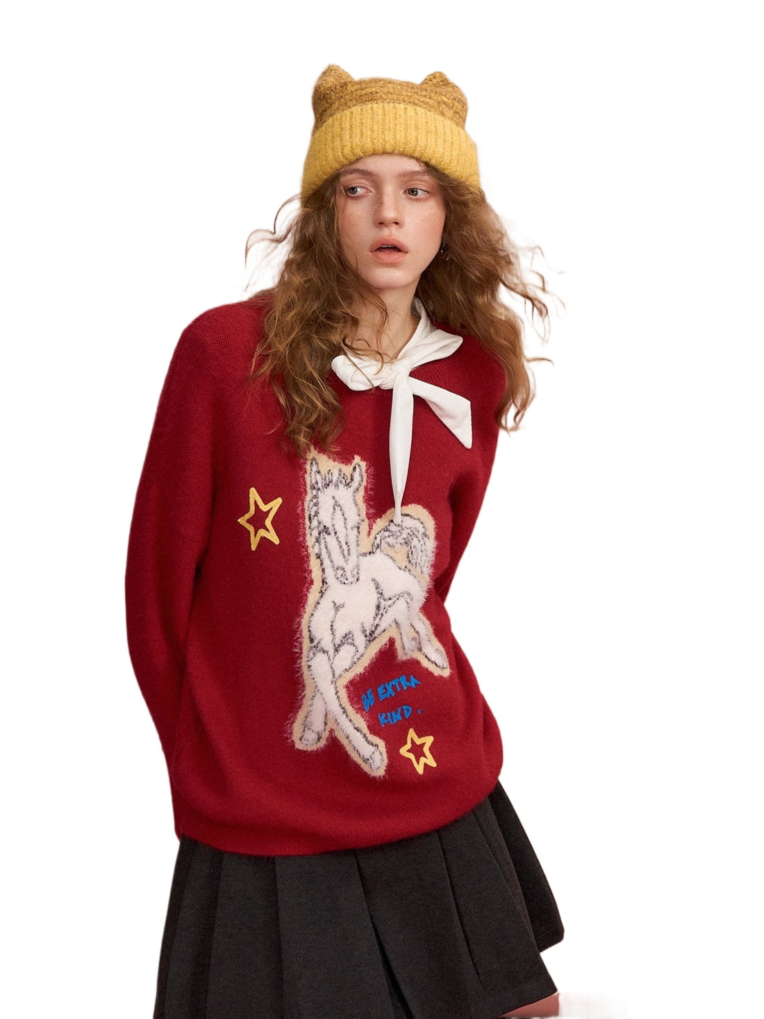Jacquard Pony Crewneck Sweater