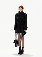 Black Belted Double-Breasted Coat