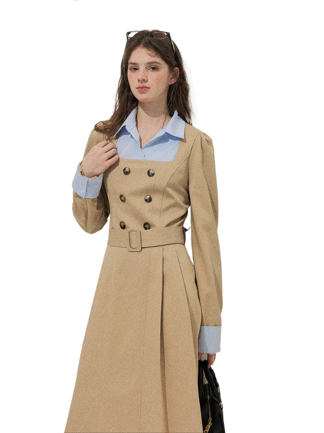 Vintage Mock-Layer Trench Dress