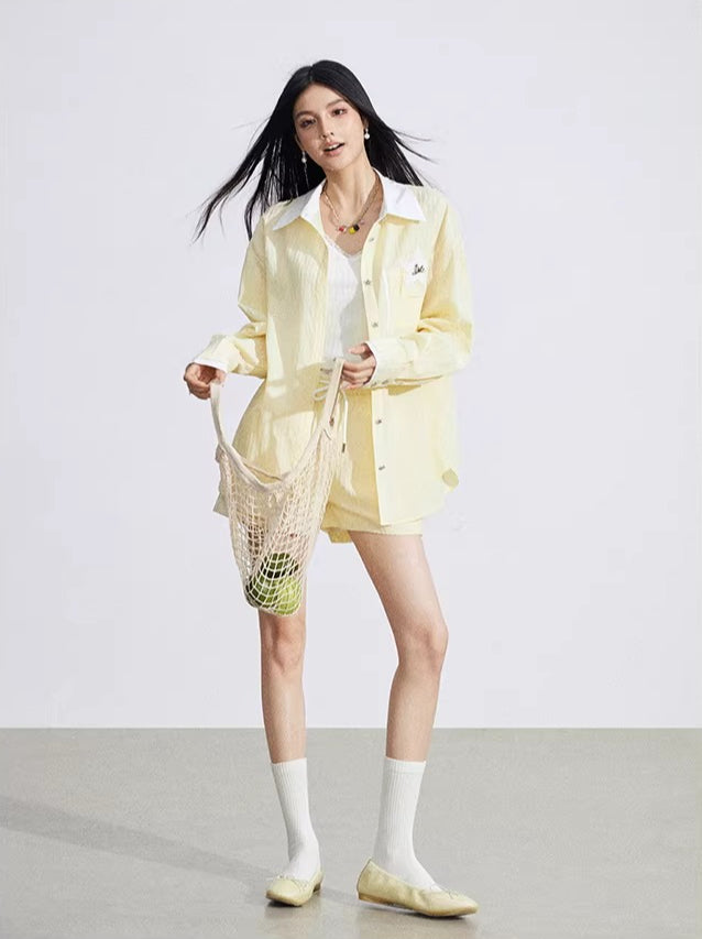 Blue &amp; Yellow Layered Shirt Set