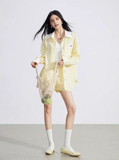 Blue &amp; Yellow Layered Shirt Set