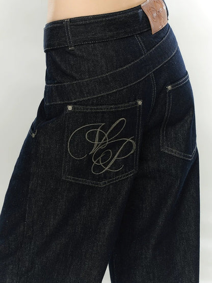 Embroidered Straight Denim Jeans