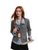 Cable Knit Layered Shirt Cardigan