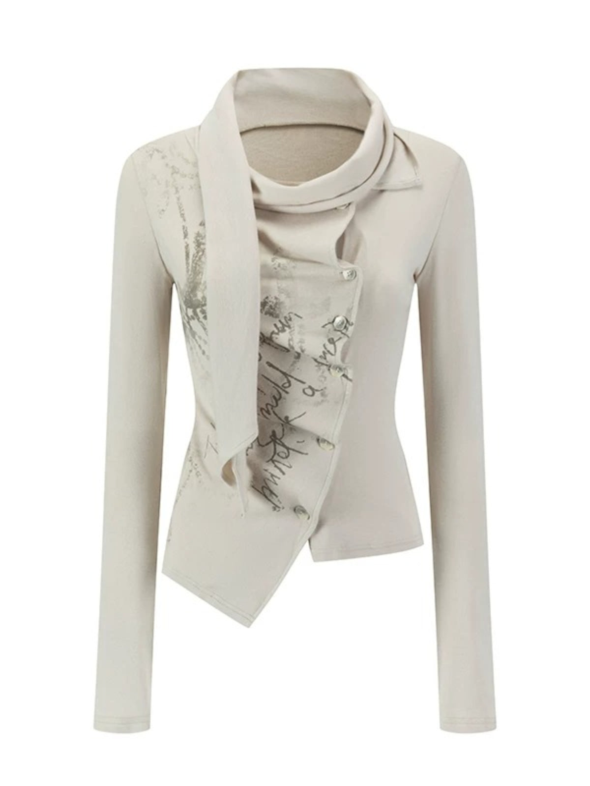 Vintage Graffiti Draped Knit Top