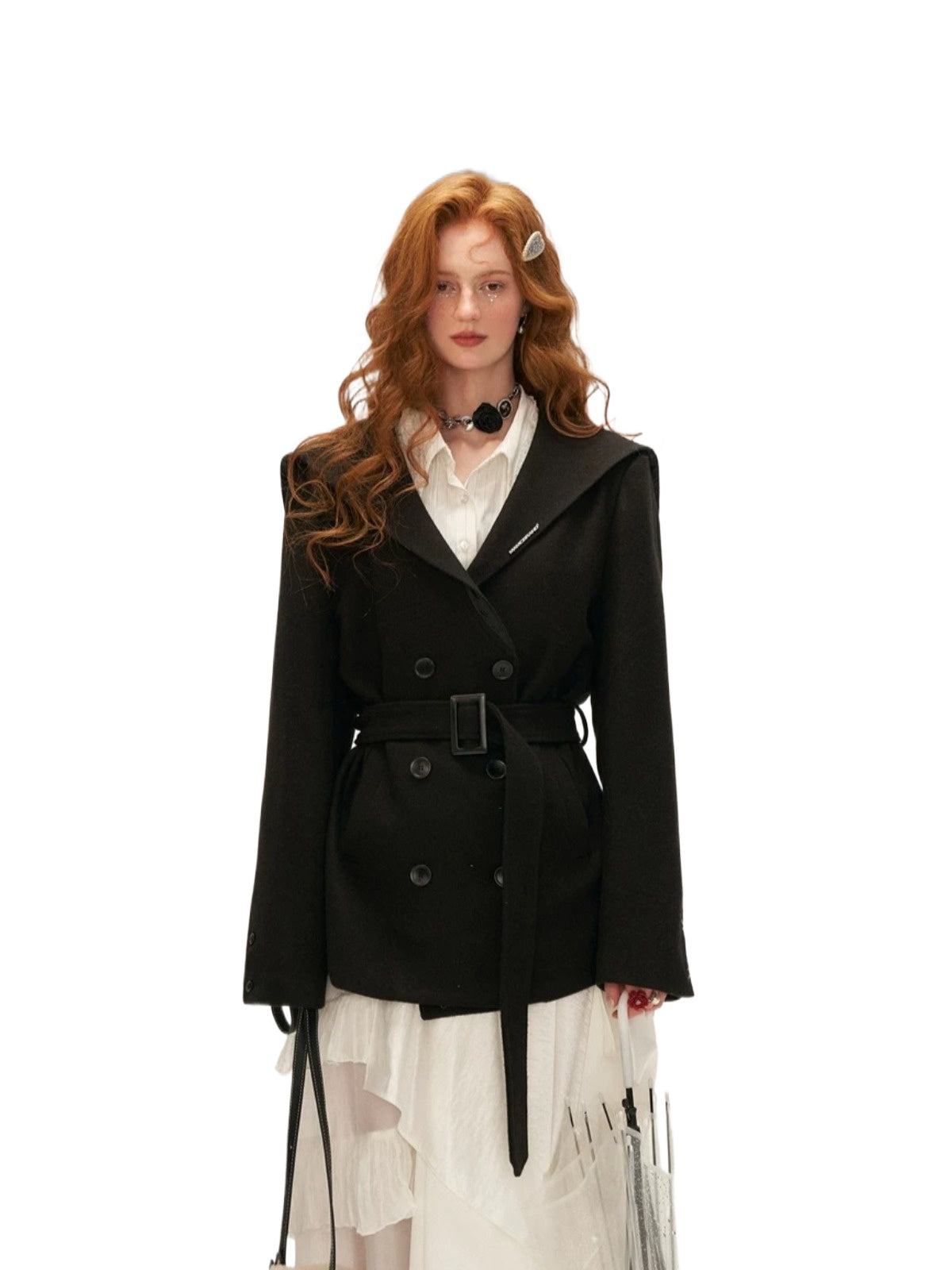 Buttoned Lapel Black Waist Coat