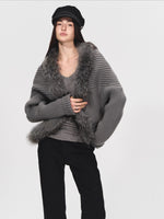 Detachable Collar Batwing Sleeve Cardigan