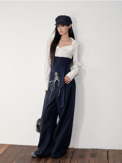 Navy Color-Blocking Shirt &amp; Pants Set