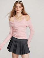 Layered Cowl Neck Knit Sweater
