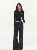 Black & Yellow Wool Polo Knit Top