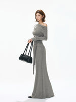 Ruched One-Shoulder Knit Dress