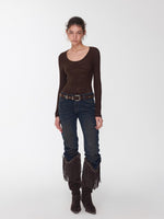 Crewneck Textured Open-Knit Wool Sweater