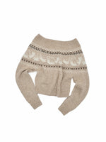 Fair Isle Cat Off-Shoulder Sweater