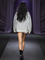 Striped Knit Polo T-Shirt & Contrast Trim Skort Set