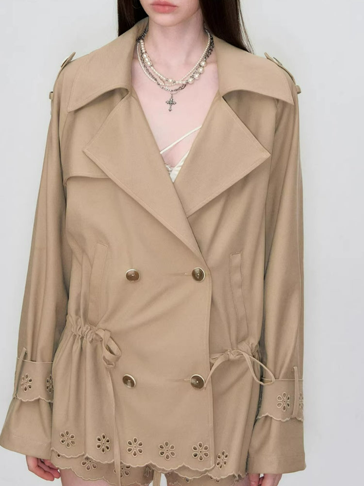 Embroidered Drawstring Utility Jacket