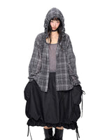 Vintage Plaid Hooded Oversized Shirt