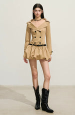 Trench-Style Double-Breasted Dress