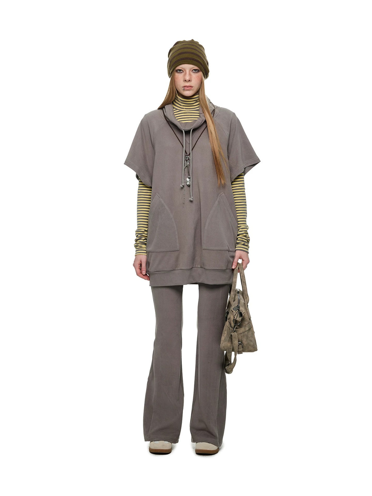 Striped Turtleneck Hoodie Set