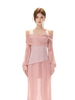 Off-Shoulder Chiffon Maxi Dress